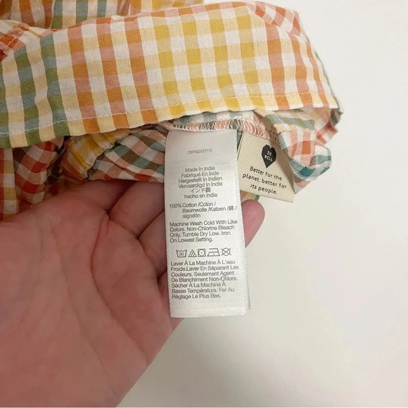 NWOT Madewell Sophia Seersucker Peplum Plaid Tank Top - Check Tie Back Blouse - Picture 5 of 7